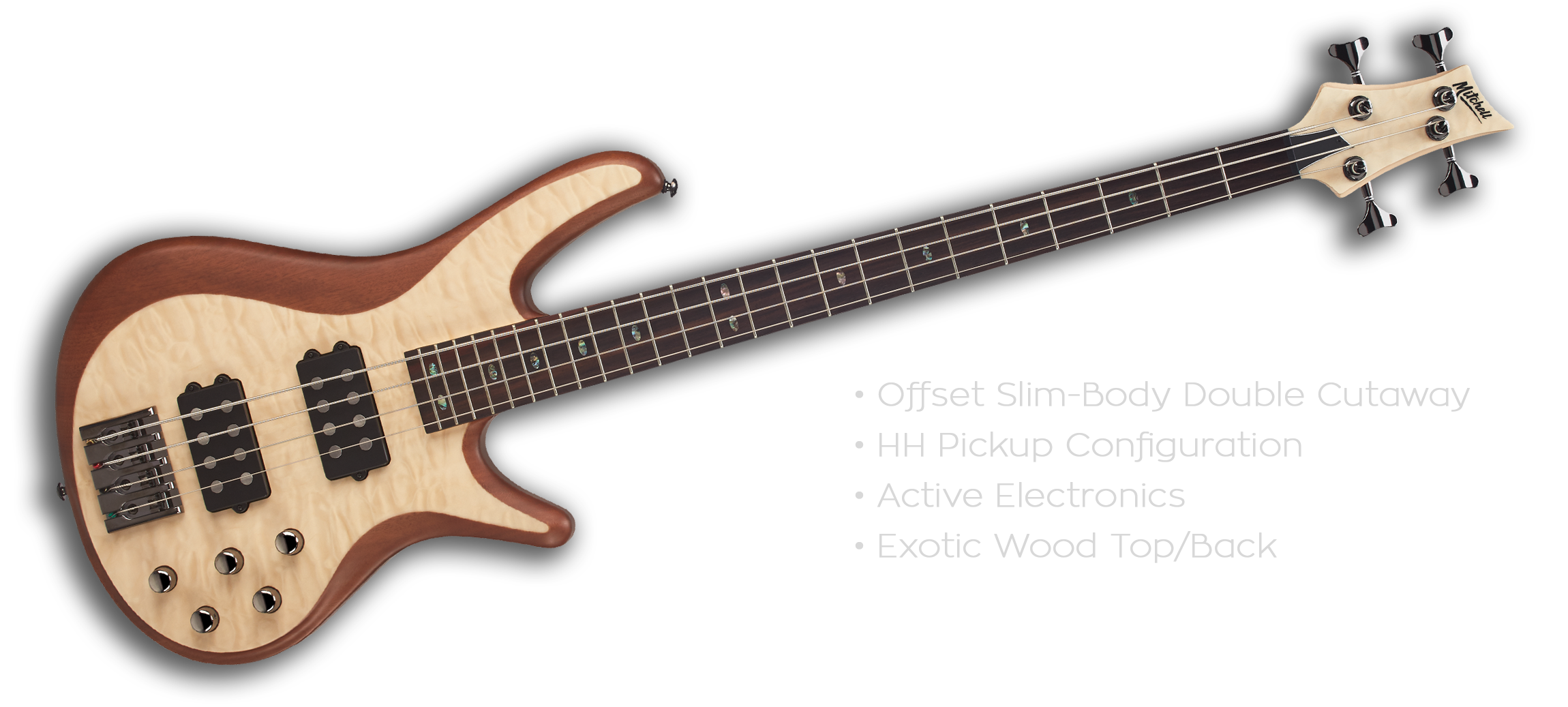 FB700QNT Mitchell Electric Guitars Quilted Natural Mitchell Guitars