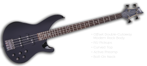 MB300BK Mitchell Electric Bass Guitar Black