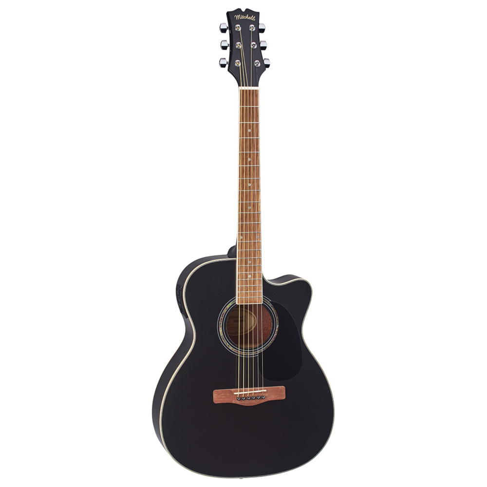 Mitchell O120CEMB Cutaway Acoustic-Electric Guitar Metal Black