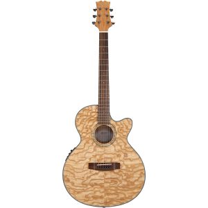 Mitchell MX430QAB Exotic Acoustic Electric Guitar Quilted Ash Burl