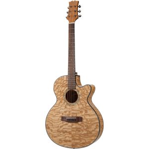 Mitchell MX430QAB Exotic Acoustic Electric Guitar Quilted Ash Burl