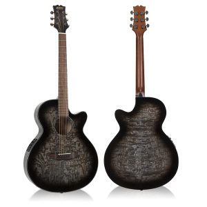 Mitchell MX430QAB Exotic Acoustic-Electric Quilted Ash Burl Midnight Black